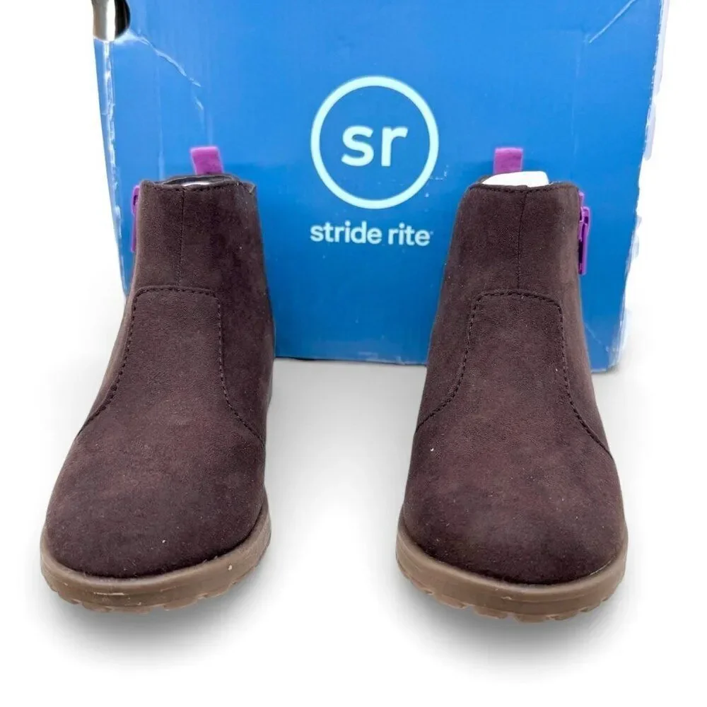 Stride Rite Lucy 2 Supportive Girls Ankle Boots Chocolate Brown Booties Size 11